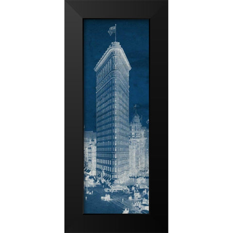 Flat Iron 1909 Blueprint Panel Black Modern Wood Framed Art Print by Wild Apple Portfolio