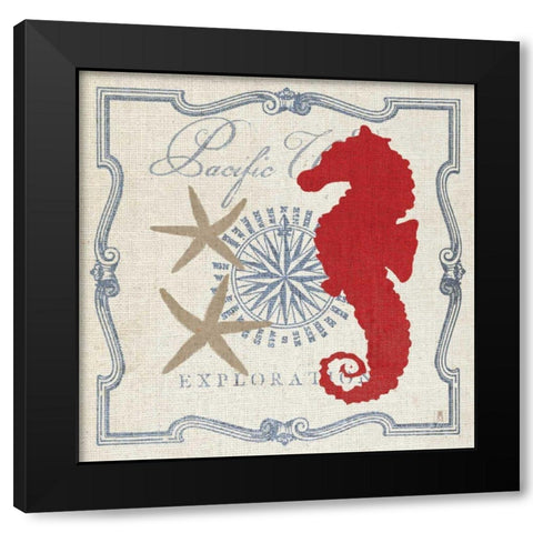 Pacific Seahorse Black Modern Wood Framed Art Print with Double Matting by Mousseau, Studio