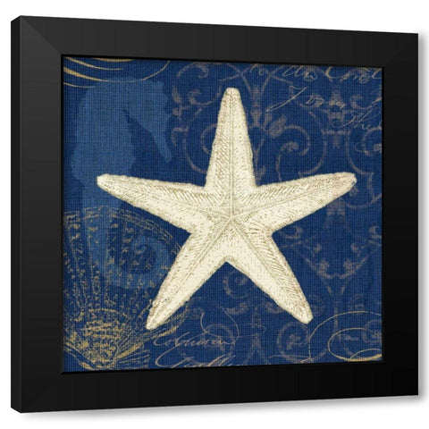 Coastal Moonlight I Teal Center Black Modern Wood Framed Art Print with Double Matting by Pela Studio