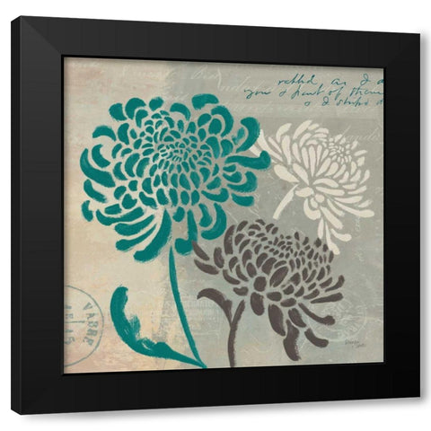 Chrysanthemums I Black Modern Wood Framed Art Print by Wellington Studio