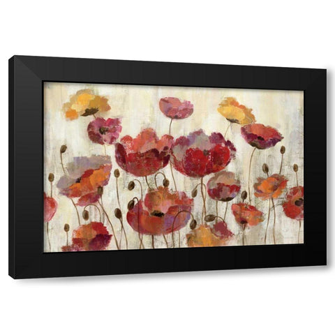 Poppies in the Rain Black Modern Wood Framed Art Print with Double Matting by Vassileva, Silvia