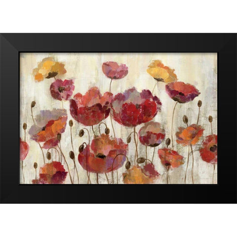Poppies in the Rain Black Modern Wood Framed Art Print by Vassileva, Silvia