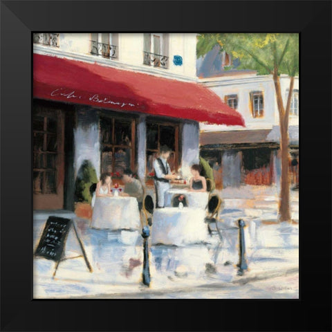 Relaxing at the Cafe I Black Modern Wood Framed Art Print by Wiens, James