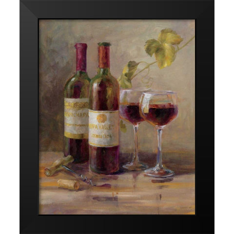 Opening the Wine I Black Modern Wood Framed Art Print by Nai, Danhui