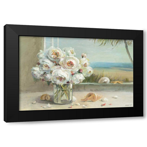 Coastal Roses v.2  Black Modern Wood Framed Art Print with Double Matting by Nai, Danhui