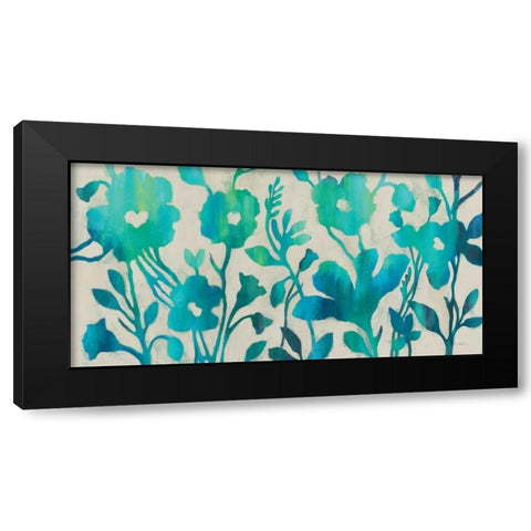Teal Trio I Black Modern Wood Framed Art Print with Double Matting by Vassileva, Silvia