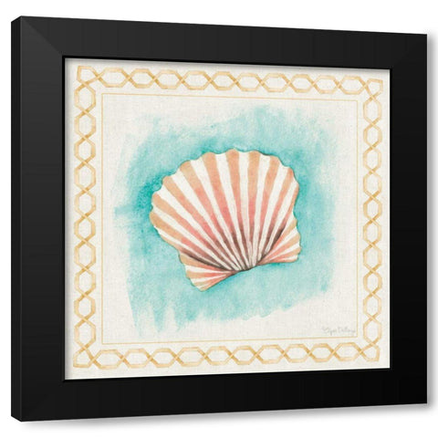 Coastal Mist Scallop Black Modern Wood Framed Art Print with Double Matting by DeNeige, Elyse