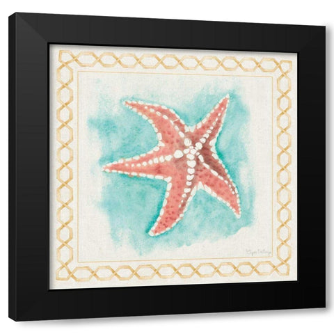 Coastal Mist Starfish Black Modern Wood Framed Art Print with Double Matting by DeNeige, Elyse
