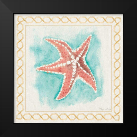 Coastal Mist Starfish Black Modern Wood Framed Art Print by DeNeige, Elyse