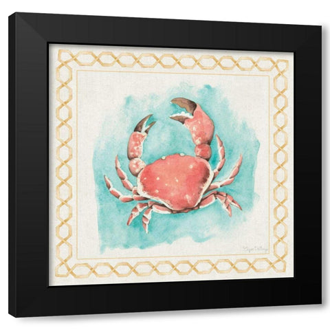 Coastal Mist Crab Black Modern Wood Framed Art Print by DeNeige, Elyse