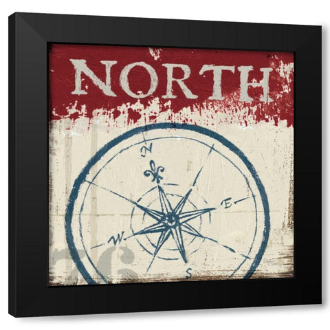 Nautical I Red Black Modern Wood Framed Art Print with Double Matting by Wellington Studio