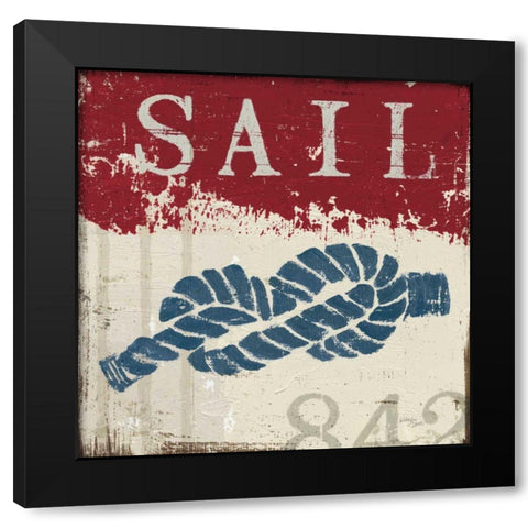 Nautical III Red Black Modern Wood Framed Art Print with Double Matting by Wellington Studio