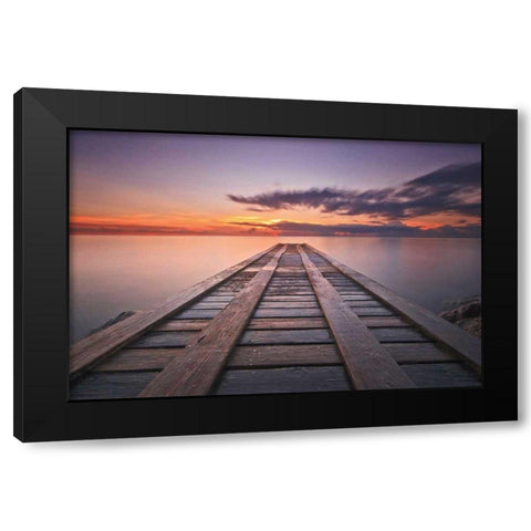 Cosmic Dock Black Modern Wood Framed Art Print with Double Matting by Gendreau, Katherine