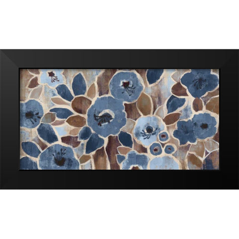 Contemporary Tapestry Blue Black Modern Wood Framed Art Print by Vassileva, Silvia