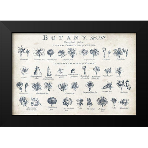 Botany Tab VIII Indigo and White Black Modern Wood Framed Art Print by Wild Apple Portfolio