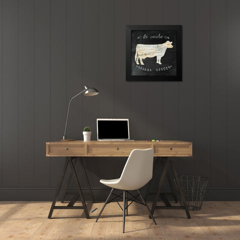 La Vache Cameo Sq Black Modern Wood Framed Art Print by Prahl, Courtney