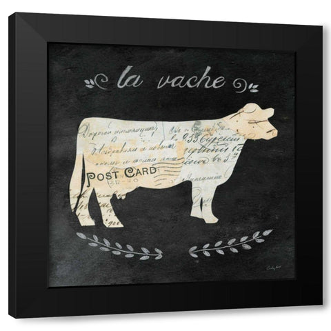 La Vache Cameo Sq Black Modern Wood Framed Art Print with Double Matting by Prahl, Courtney