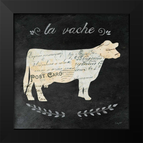La Vache Cameo Sq Black Modern Wood Framed Art Print by Prahl, Courtney