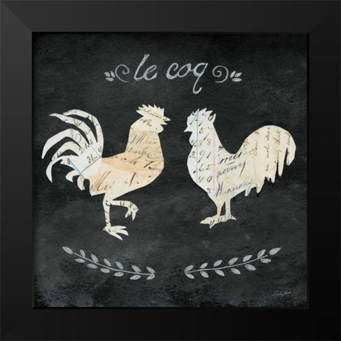 Le Coq Cameo Sq Black Modern Wood Framed Art Print by Prahl, Courtney