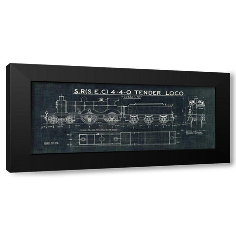 Train Blueprint II Black Black Modern Wood Framed Art Print by Wild Apple Portfolio