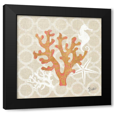 Beach Linen Coral Black Modern Wood Framed Art Print with Double Matting by Studio Bella