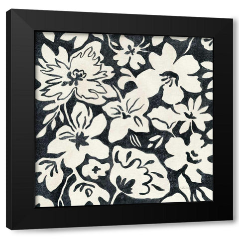 Chalkboard Floral II Black Modern Wood Framed Art Print by Vassileva, Silvia
