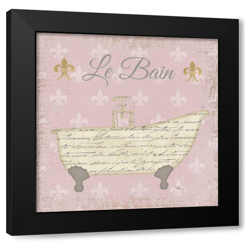 Vintage Bath VI Fleur Pink Black Modern Wood Framed Art Print by Pela Studio