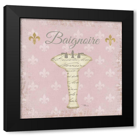 Vintage Bath VII Fleur Pink Black Modern Wood Framed Art Print by Pela Studio
