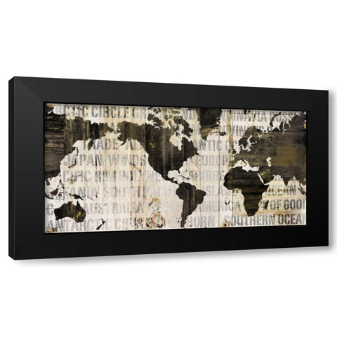 Crate World Map Neutral Black Modern Wood Framed Art Print with Double Matting by Schlabach, Sue