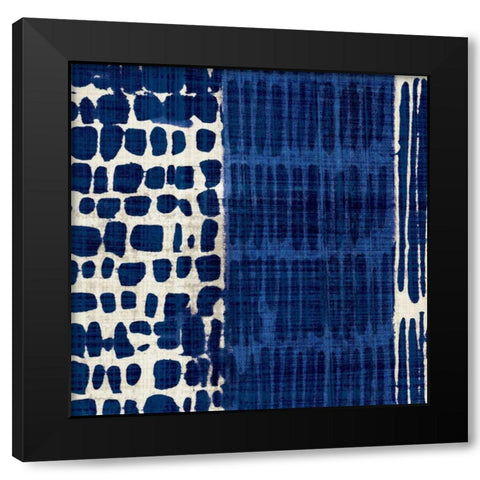 Indigo Batik I Black Modern Wood Framed Art Print with Double Matting by Wild Apple Portfolio