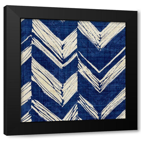 Indigo Batik II Black Modern Wood Framed Art Print by Wild Apple Portfolio