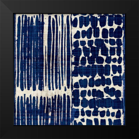 Indigo Batik III Black Modern Wood Framed Art Print by Wild Apple Portfolio