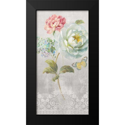 Textile Floral Panel I Black Modern Wood Framed Art Print by Nai, Danhui