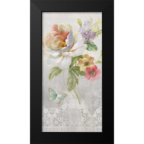 Textile Floral Panel II Black Modern Wood Framed Art Print by Nai, Danhui