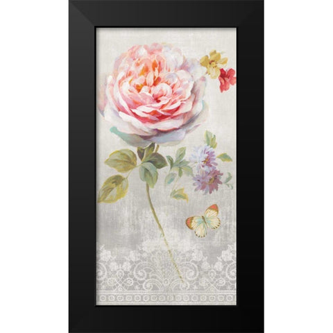 Textile Floral III Black Modern Wood Framed Art Print by Nai, Danhui