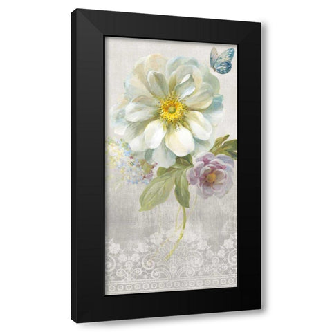 Textile Floral IV Black Modern Wood Framed Art Print with Double Matting by Nai, Danhui