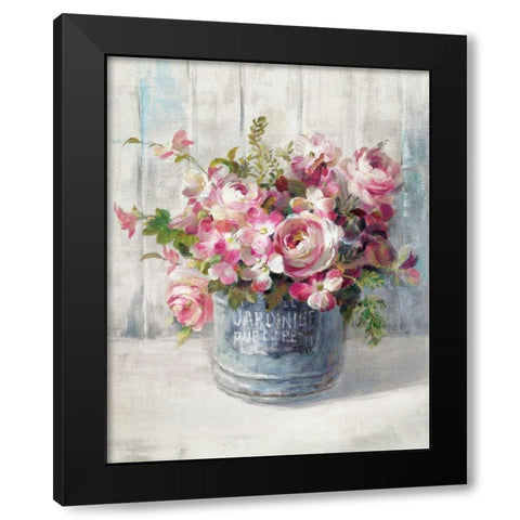 Garden Blooms I Black Modern Wood Framed Art Print with Double Matting by Nai, Danhui