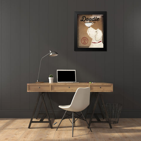 Doodle Coffee Black Modern Wood Framed Art Print by Fowler, Ryan