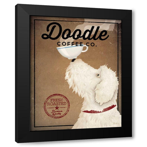 Doodle Coffee Black Modern Wood Framed Art Print with Double Matting by Fowler, Ryan