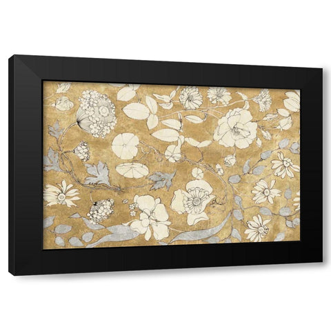 Floral Joy II Black Modern Wood Framed Art Print with Double Matting by Wild Apple Portfolio