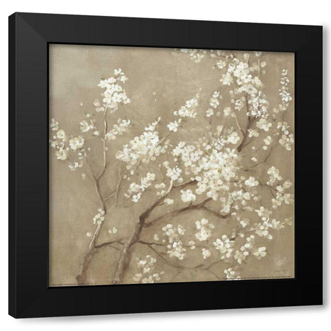 White Cherry Blossoms I Neutral Crop Black Modern Wood Framed Art Print with Double Matting by Nai, Danhui