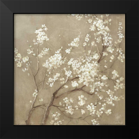 White Cherry Blossoms I Neutral Crop Black Modern Wood Framed Art Print by Nai, Danhui