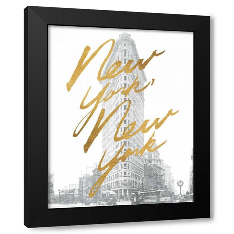 Gilded New York Black Modern Wood Framed Art Print with Double Matting by Hershey, Moira