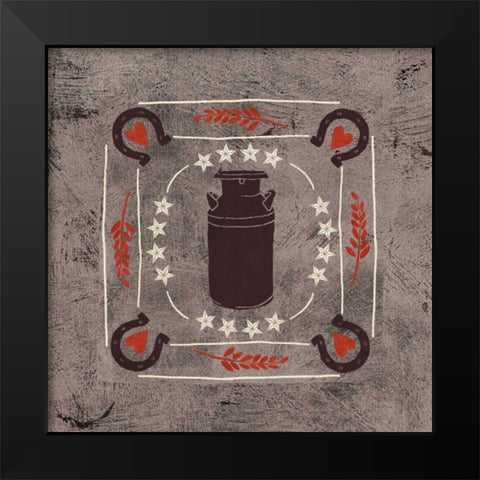 Little Red Farm Tile II Black Modern Wood Framed Art Print by Charron, Veronique