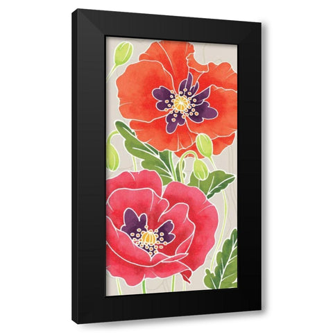 Sunshine Poppies Panel I Black Modern Wood Framed Art Print with Double Matting by DeNeige, Elyse