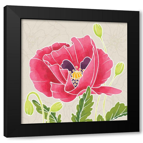 Sunshine Poppies II Black Modern Wood Framed Art Print with Double Matting by DeNeige, Elyse