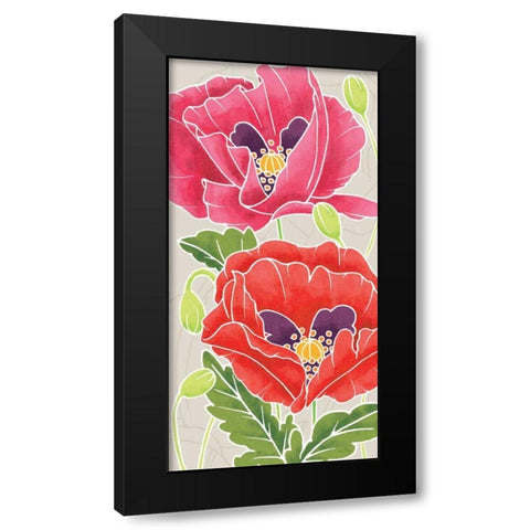 Sunshine Poppies Panel II Black Modern Wood Framed Art Print with Double Matting by DeNeige, Elyse