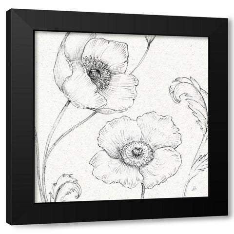 Blossom Sketches I Black Modern Wood Framed Art Print by Brissonnet, Daphne