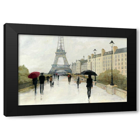 Eiffel in the Rain Marsala Umbrella Black Modern Wood Framed Art Print by Tillmon, Avery