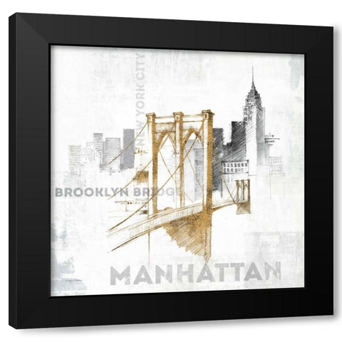 Brooklyn Bridge Black Modern Wood Framed Art Print by Tillmon, Avery